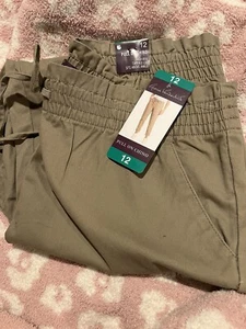 GLORIA VANDERBILT PULL ON CHINO HIGH RISE TAPERED LEG HAZELNUT SITS ANKLE 12 - Picture 1 of 5