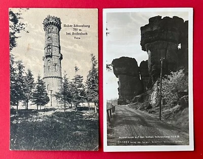 2 x AK EULAU in Böhmen um 1930 Hoher Schneeberg mit Turm und Strasse   ( 147451 - Bild 1 von 2