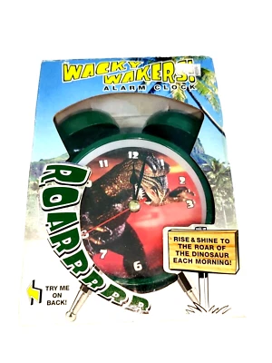 Relógio despertador Wacky Wakers dinossauro T-Rex Godzilla som rosnado e rugido com caixa + bateria - Imagem 1 de 4