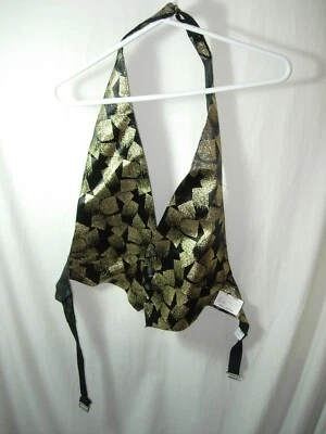 MENS NEW BLACK GOLD ALLYN BROCADE Steampunk Edwardian WEDDING Gothic Vest L XL - Image 1 of 4