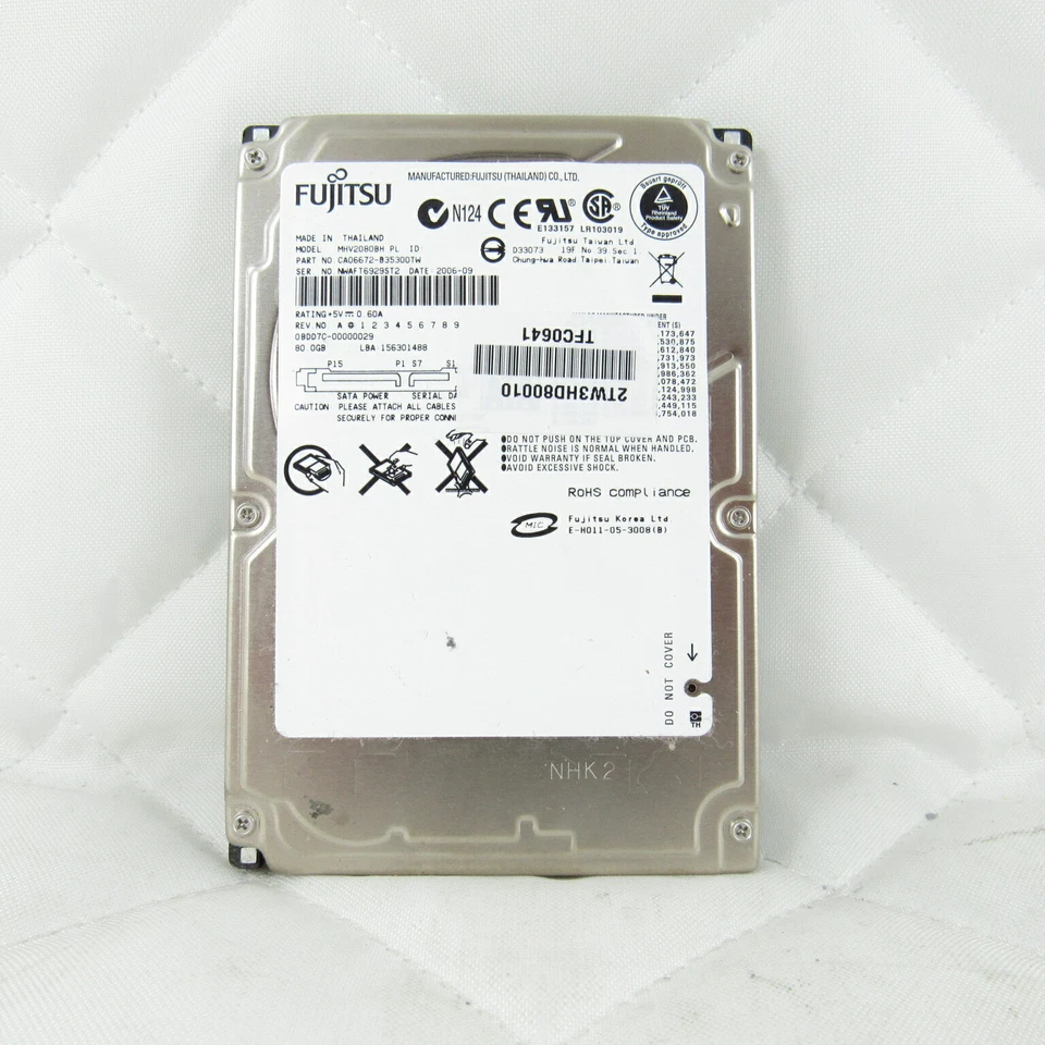 FUJITSU LAPTOP HDD HARD DISK DRIVE 80GB SATA 2.5 9.5MM MHV2080BH - Image 1 of 1