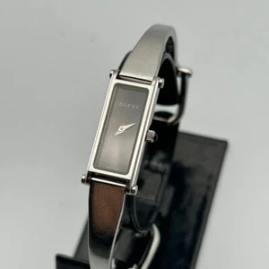 Echte Gucci "Top Zustand" 1500L Uhr Metall Silber Schwarz Neue Batterie Qz - Bild 1 von 10