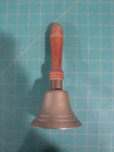 BRASS SCHOOL BELL WITH WOOD HANDLE 8 INCH - Picture 1 of 3