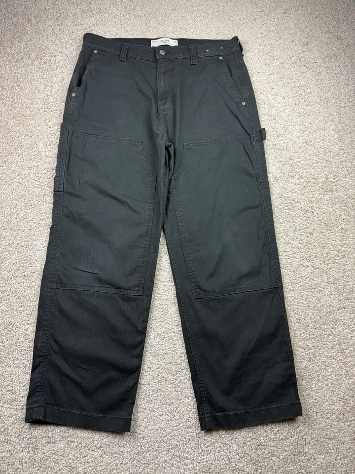 Hollister  Double Knee Pants Men's 34x30 Fits 36x28 Black Carpenter Baggy Y2K - Image 1 of 4