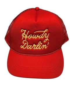 🔥 Vintage 80er Jahre "HOWDY DARLIN" Trucker Cap rot Snapback Cap Mütze 🔥 - Bild 1 von 3