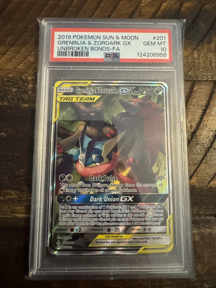 Pokemon Greninja & Zoroark GX Unbroken Bonds Full Alt Art #201 PSA 10 Gem Mint - Image 1 of 2