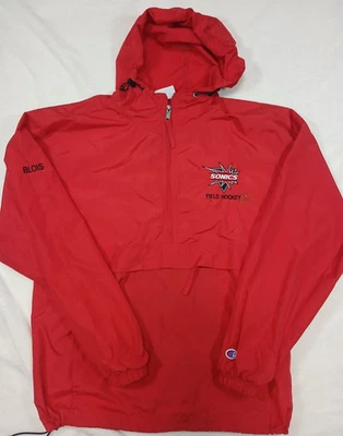Champion Mens Jacket Small Red Waterproof Pullover Kangaroo Pocket Sonics Hockey - Image 1 of 4