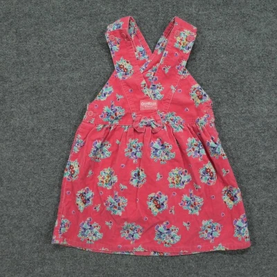 Vestido Falda Vintage OshKosh Mono Niñas 6 Rosa Pana Floral Flores Años 90 Foto 1 de 4