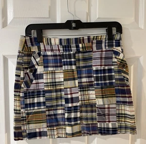 J. Crew Madras Patchwork Plaid Mini Skirt Women's Size 0 Classic Preppy Nautical - Picture 1 of 7
