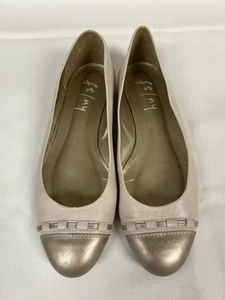 FS/NY Womens Tan & Pewter Leather Ballet Flats 9 Medium Shoes - Picture 1 of 9