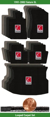 Juego de alfombrillas clásicas personalizadas para Saturn SL del 91-02 con logotipo (5 piezas) #121B Foto 1 de 4