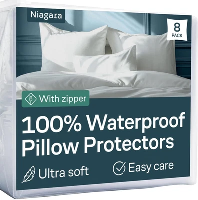 Paquete de 2 protectores de almohada impermeables Niagara King 20X36 pulgadas cremallera lisa Prem Foto 1 de 4