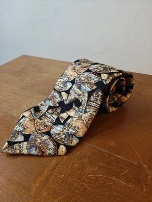 Corbata de seda para hombre Bachrach multicolor dorada, azul, tostada Foto 1 de 3