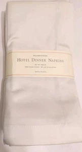 New 12 Pc Set Williams-Sonoma Hotel Dinner Napkins - Ivory 100% Cotton 20" X 20" - Picture 1 of 3