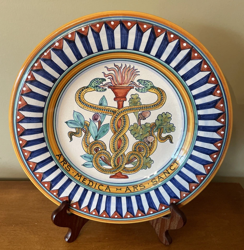 De colección Vietri ARS Medica Colgante Cerámica 12” Plato Pesado Hecho en Italia 1999 Foto 1 de 4