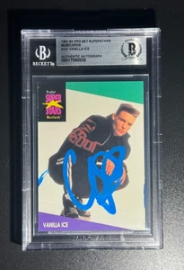 CARTOLINA VANILLA ICE firmata 1991-92 PRO SET SUPERSTARS MUSICARD con COA BECKETT SLAB - Foto 1 di 2