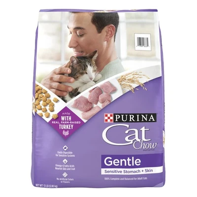 Purina Cat Chow Gentle, Sensitive Stomach Dry Cat Food, Turkey, 13 lb Bag