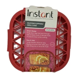 NEW Instant Pot Air Fryer Flippable Silicone Grill Cage Red Air Fryer Accessory - Picture 1 of 7