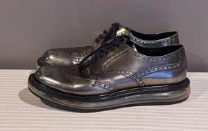 Prada Levitate Metallic Patent Leather Wingtip Brogues Oxford Shoes Size 9 - Picture 1 of 8
