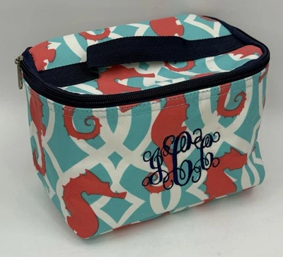 Bolso de Maquillaje de Lona Estampado Caballito de Mar NGIL Estuche de Cosméticos Turquesa Coral MONOGRAMA Foto 1 de 4