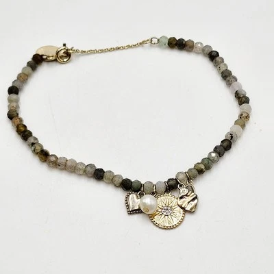 Ann Taylor LOFT граненый кварц кристалл подвеска штабелируемый золотистый браслет 8» - Изображение 1 из 4