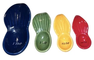 Set of 4 Nesting Measuring Spoons Teaspoons Ceramic Bright & Colorful - Picture 1 of 3