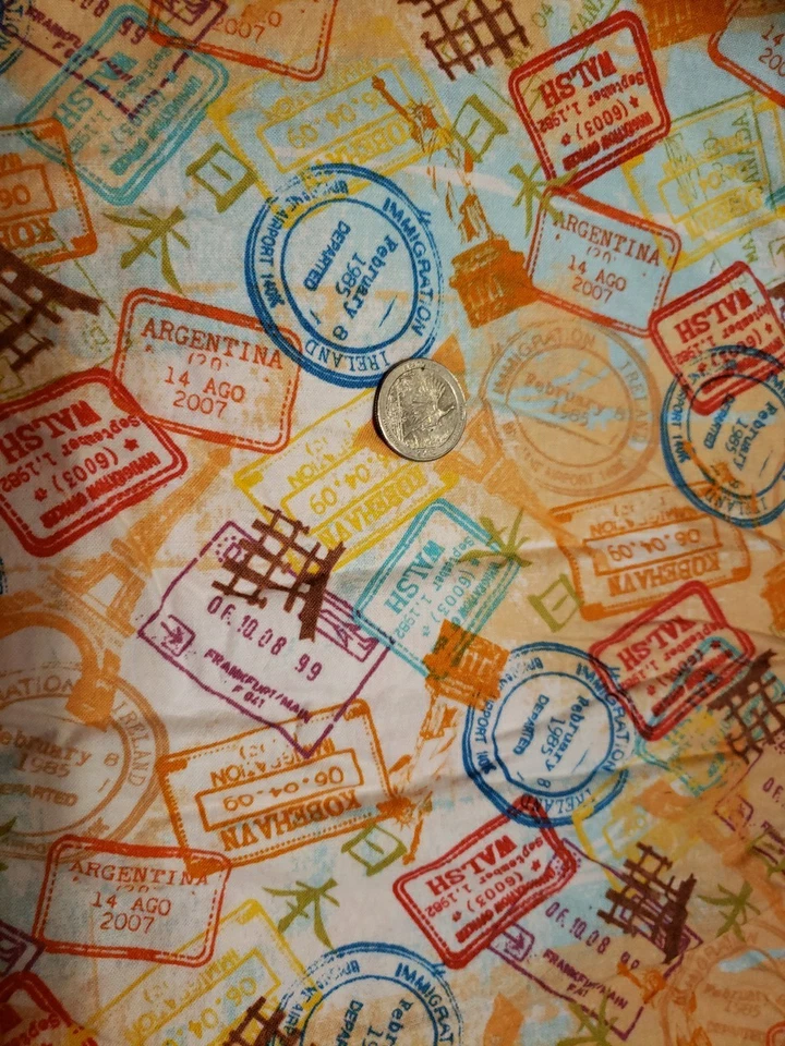 Cotton Fabric 1 3/4 Yds On the Road M’Liss Print Postmarks - Image 1 of 1