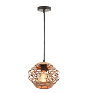 Lampada a Sospensione Rattan Vintage Industriale Lampadario E27 Retro Lampadario - Foto 1 di 12