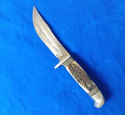 VINTAGE WESTERN USA S-666 JIGGED DELRIN FIXED BLADE HUNTING KNIFE - Image 1 of 4