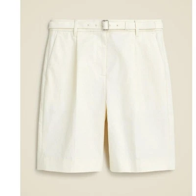 NUEVO CON ETIQUETAS J. Pantalón Corto Crew Plisado 9" Prince Mezcla Algodón Marfil 6 Foto 1 de 4