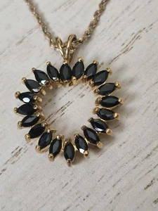 Ross Simons yellow gold/sterling silver Sapphire Pendant necklace Lab Created - Picture 1 of 15