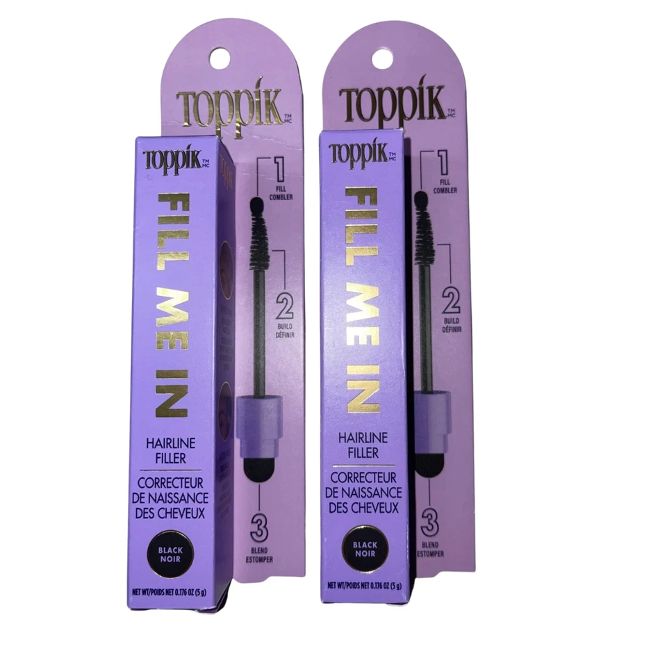 2x Toppik Fill Me In Hair Line Filler Black Noir 0,176 oz. Ceja de barba bigote Foto 1 de 1