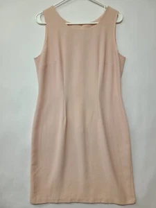 80er Jahre Vintage Kleid Damen Gr. Rosa Ärmellos Strukturstoff Reißverschluss hinten Midi - Bild 1 von 9