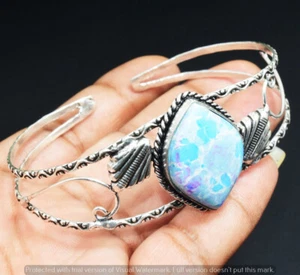 Larimar Gemstone Ethnic Handmade Adjustable Bangle Jewelry 17GM GBN-11116 - Picture 1 of 1