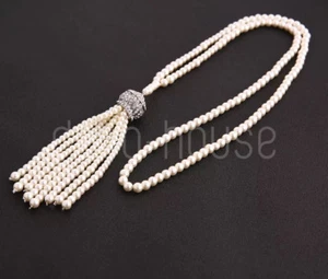 Bead Pearl Necklace Earrings 1920's FLAPPER Vintage Party GATSBY Charleston  - Picture 1 of 29
