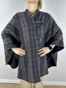 Vintage Boutique Valentino Wool Poncho Coat Cape Reversible Check Plaid Rare OS - Picture 1 of 10