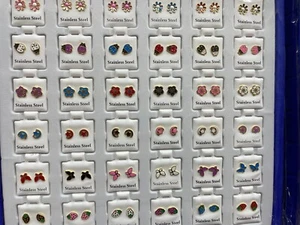 Wholesale 36pcs Stainless Steel Earrings Stud Jewelry Lot Flower Butterfly Star - Picture 1 of 5