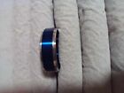 Silver Wide Dark Blue Band  Ring   Size  Z   New Free Pouch T38 / 21