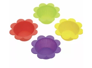 Silicone Cake Moulds Jelly Moulds Set Of 4 Flower Cupcake Muffin Kitchen Craft - Picture 1 of 11
