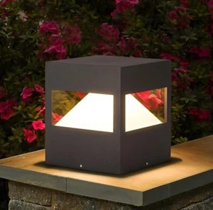 Modern Post Cap Light, High Voltage Wired Outdoor Column Fence Deck Pillar La... - Picture 1 of 6