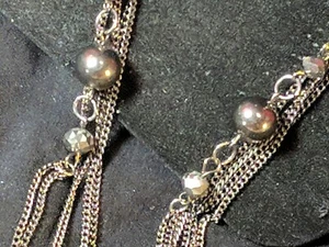 Lagenlook Perlen & Kette Halskette Multipl Ketten Spiegel Glas Modern Nachlass Schmuck  - Bild 1 von 13