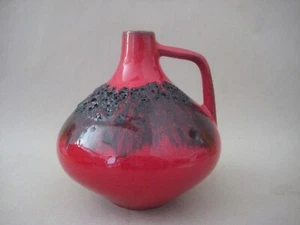 70er 70s # Gerlach Fat Lava Vase Keramik 18cm # rot # German ceramic pottery WGP - Bild 1 von 4