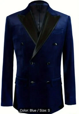 Chaqueta de traje clásica de terciopelo de doble botonadura para hombre, boda formal y negocios  Foto 1 de 4