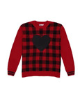 Epic Threads Big Girls Plaid with Heart Graphic Sweater Tango Red L 14