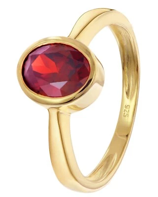 TRENDOR Schmuck Damenring 925 Silber Vergoldet Mit Synthetischem Granat 68938 - Bild 1 von 4