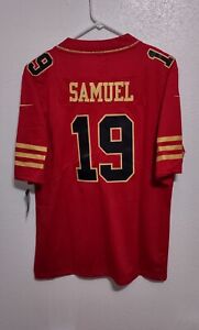 SF 49ers #19 Deebo Samuel Stitched Black And Gold 75th Anniversary Limited SZ M