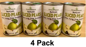 4 Pack Orchard Naturals Bartlett Sliced Pears in Juice, 15oz Ea, BB 09/2025 - Picture 1 of 5