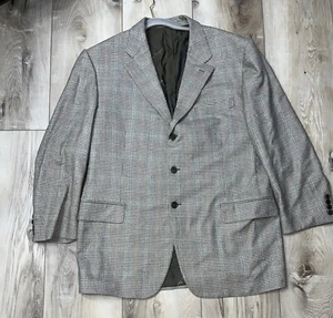 Salvatore Ferragamo Mens Blazer Sport Coat Jacket Plaid Brown Size 56 Euro - Picture 1 of 11