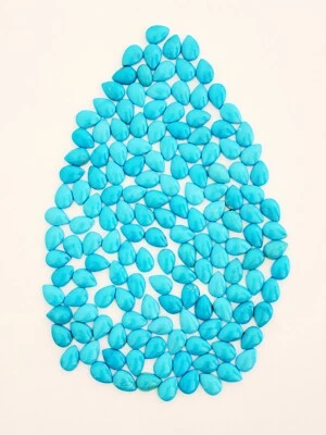 10 Pear Shaped 100% Natural Arizona Turquoise Cabochons 5x7mm  - Image 1 of 3