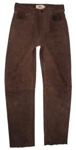 " BLACK BULLS " Men's Leather Jeans Rau- Pants Braun Size 44 Approx. W28 " /